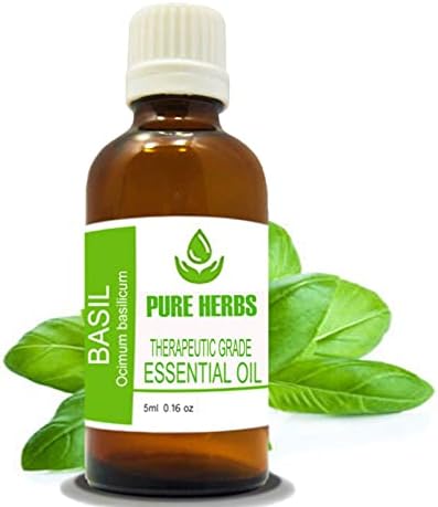 Basílio de ervas puras Pure e Natural Terapeautic Grade Essential Oil sem gotas de 5 ml