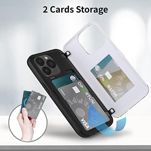 Qoosan projetado para iPhone 14 Pro Case com porta -cartas da carteira de kickstand espelho protetor à