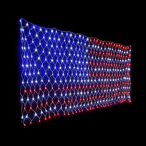 Joiedomi 420 LED American Flag Lights Outdoor, à prova d'água Lights Us Flag Lights Decorações de Natal para