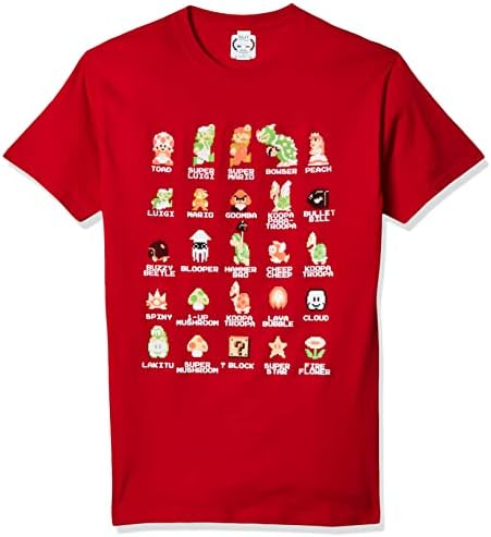 Camiseta do elenco de pixels masculinos da Nintendo