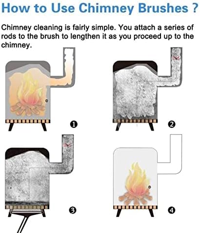 Ningmengfeng Chimney Kit Kit de escova de limpeza de limpeza com 6/9 /12/15/18 hastes flexíveis Nylon