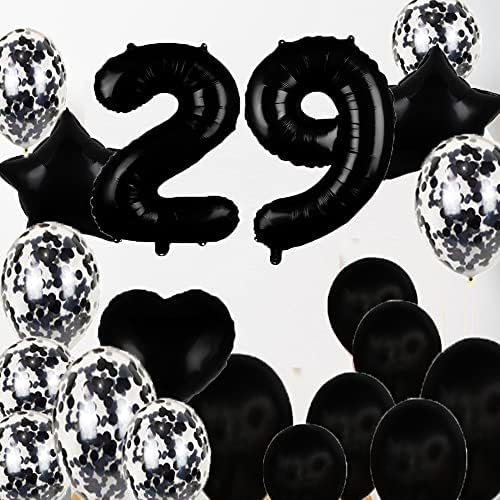 Sweet 29th Birthday Decorations Party Supplies, Black Número 29 Balões, 29º Balões Mylar Balloons