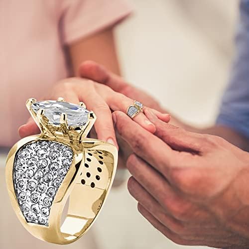 Gold banhado a zircônia cúbica anéis de noivado para mulheres anel de casamento redondo anel de casamento