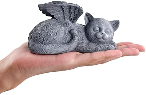 PCs Cat Angel Memorial estátua, presentes de memorial de gatos, pedras memoriais de animais de estimação, perda