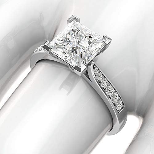 STERLING SLATER SOLITAIRE 1.5CT simulado princesa cortada diamante ou moissante anel de noivado