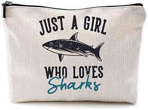 Negiga Just uma garota que adora tubarões Bolsa de maquiagem Bolsas cosméticas para mulheres meninas,