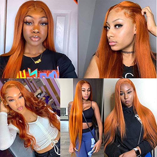 Minhas perucas brilhantes Ginger Wig Lace Frente Cabelo Humano laranja Cabelo humano Human Human Human Wigs