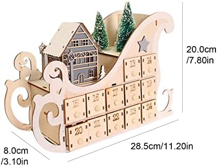 Calendário do Advento de Wooden com gavetas, caixa de calendário de advento DIY, calendário de