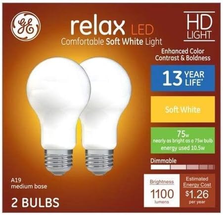 GE Relax 75 watts Eq A19 LUZ LED WHITE DIMMABLE SOFT