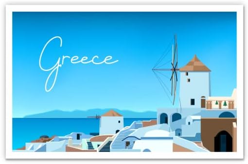 Grécia bonita Ilha Scenic - Adesivo de Vinil de 3 - Para Laptop de Laptop Phone - Decalque Impermeável