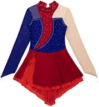 Jizyo Youth Girls Rhinestone Manga longa Figura Figura de patinação de gelo Balé Lyrical Modern Dance Dress Performance