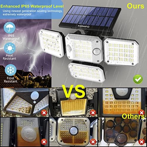 Luzes solares ao ar livre Sensor de movimento: Luzes de inundação LED com sensores duplos Luzes de segurança