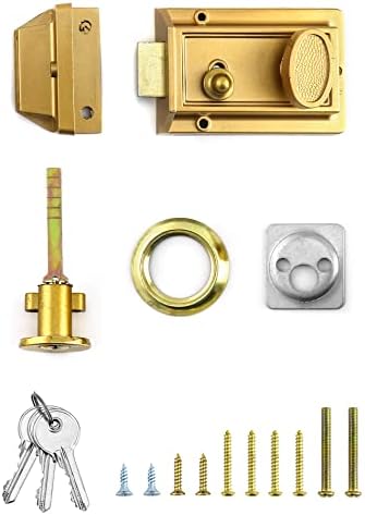 QWORK NIGHT NATCH LATCH MEDOBOL Lock com Key Gold acabamento Lock de estilo antigo com chave da porta