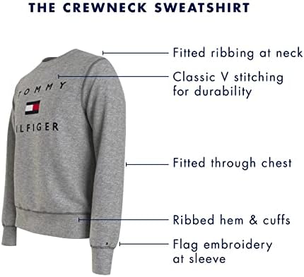 Tommy Hilfiger Men's Long Slave Fleece Logo Crewneck Sweatshirt