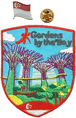 A-One Gardens pelo Bay Country Patch + Broche de Metal de Cingapura, Patches DIY personalizados e pino de bandeira