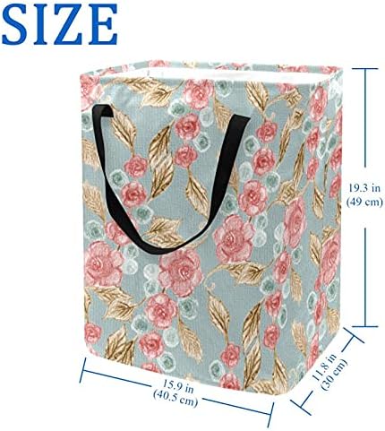 Hampers de lavanderia de padrão floral japonês, cesta de lavanderia dobrável à prova d'água com