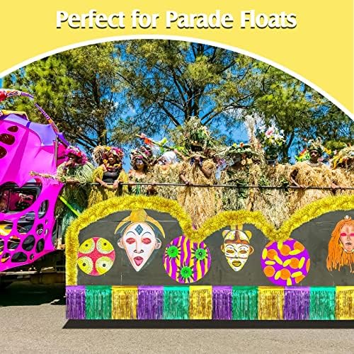 10 PCs Mardi Gras Parade Float Decorações, incluindo 4 PCs, 10 pés Metallic Foil Fringe Curtains 6 Pcs 6,5 pés Garland