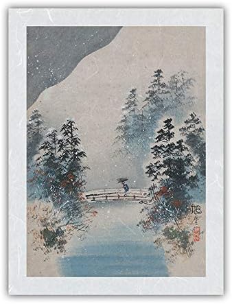 Neve de inverno - impressão de bloco de madeira japonesa vintage por Kyokudo c.1900S - Premes de papel