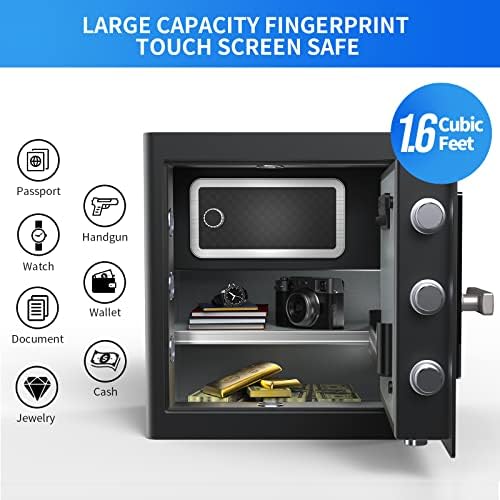 RPNB Deluxe Home Safe and Lock Box, Smart Touch Touch Screen Biometric Imprint Security Safe Box com prompt