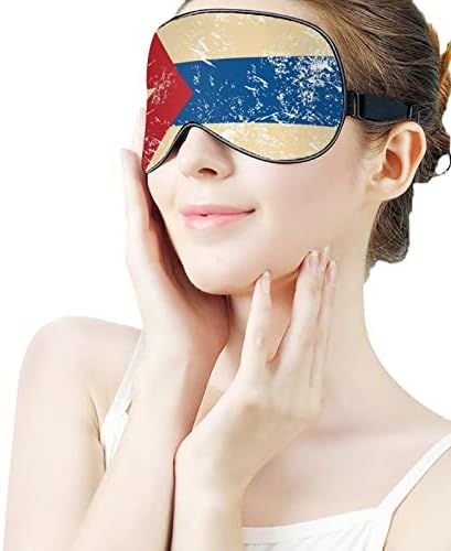 Máscara de olho do sono imprimida da bandeira de cuba retrô cobertura de olhos macios com alça ajustável