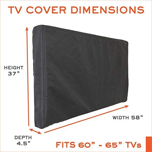 Capa de TV ao ar livre de BozzCovers 60-65 polegadas - com zíper, à prova de intempéries, Proteção à prova d'água 360 graus, interior macio sem arranhão - preto