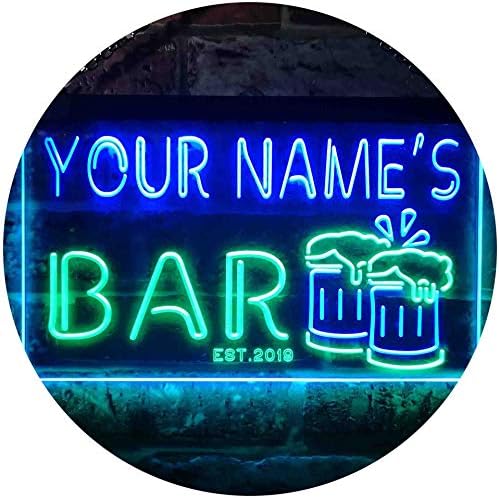 AdvPro personalizou seu nome estas de tema bar de cerveja decoração de caneca dupla led led signo