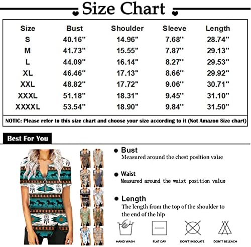 Tamas de verão de manga curta com zíper para mulheres para leggings largo em ajuste impressão camisa de