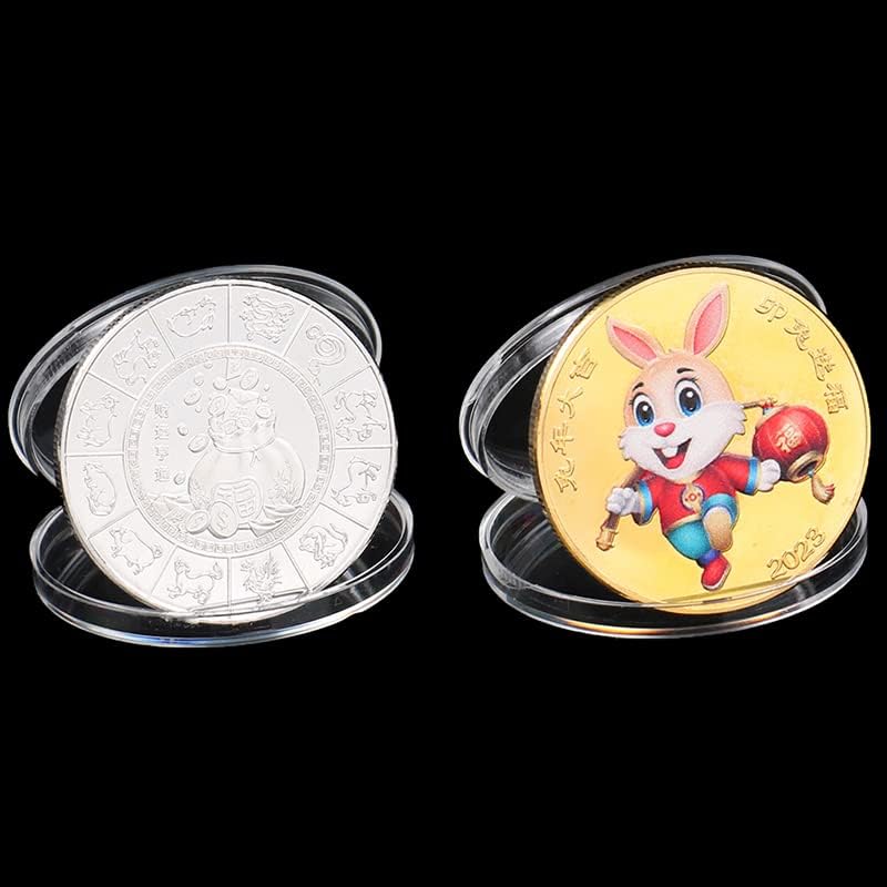 Yamslam 2023 Ano do coelho Dajimao Rabbit Bênção Comemorativa Cores de moedas tridimensionais Medalha