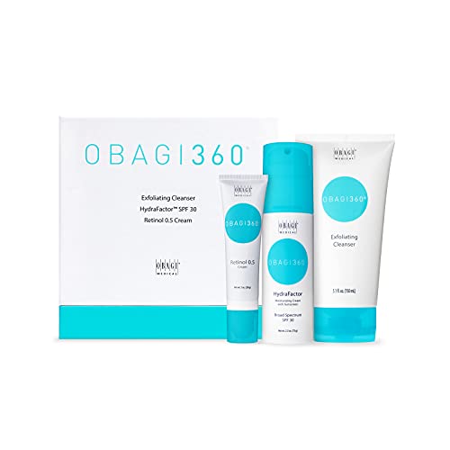 Obagi Medical 360 System, Kit de 3 peças. Inclui: esfoliante Cleanser de rosto, Hydrafactor Broad