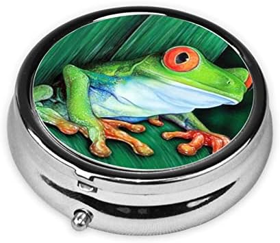 Art Frog Round Pill Box -3 Organizador de remédios para comprimidos do compartimento, caixa de