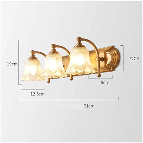 ZSEDP Luz frontal de cobre doméstico simples banheiro de cristal lâmpada de parede quente armário de banheiro lâmpadas