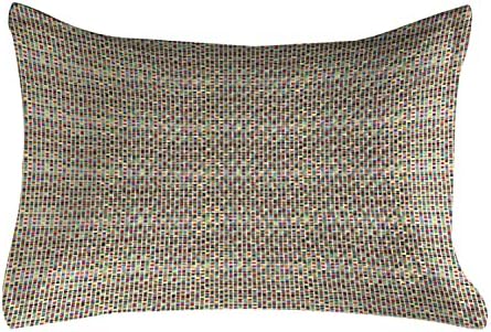 Ambesonne colorido colorido travesseiro de travesseiro, repetindo o padrão contínuo de mini quadrados