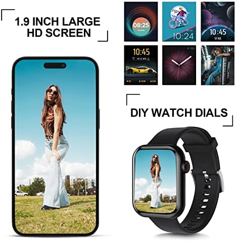 Smart Watch for Android iOS - 1,9 Tela de toque completa smartwatch para homens mulheres, 120 modos esportivos,
