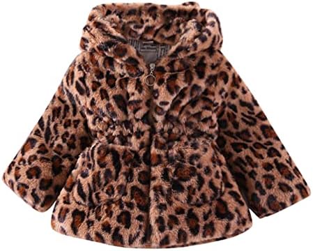 Casaco espessado de criança bebê inverno whinter lowaswear lã capuz com capuz de vento leopard garotas