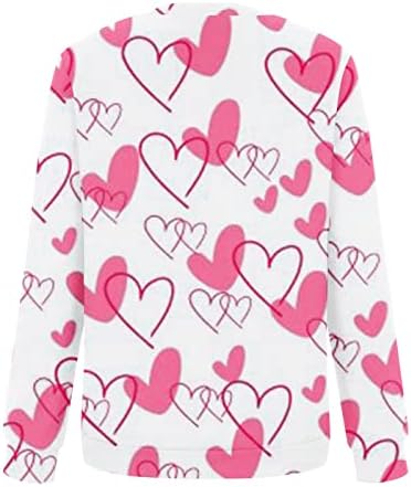 Camisetas de pescoço da tripulação de manga longa lmsxct para mulheres do dia dos namorados Tops