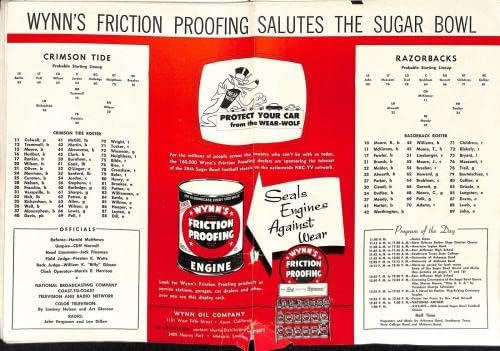 1962 Programa de Sugar Bowl Arkansas v Alabama Bear Bryant Tide Nat Champs 85543B27 - Programas da