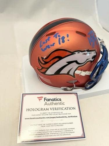 Denver Broncos Peyton Manning assinado assinado Blaze Mini Helmet Fanatics COA - Mini capacetes autografados