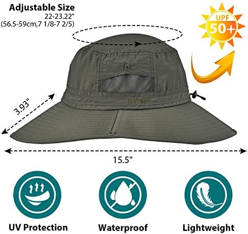 Larga abazinha de pesca sol chapéu de sol upf50+ touca de balde de safari respirável para camping