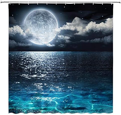 Decoração de cortina de chuveiro do oceano Boyian no céu Nuas sonhadoras estrelas tranquilas