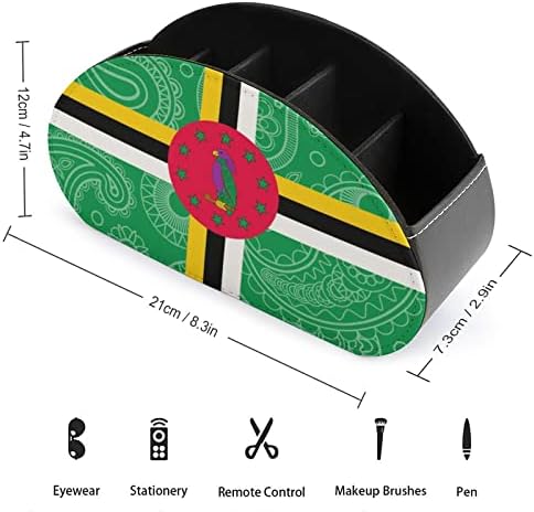 Dominica Paisley Flag Remote Control titular Caixa de caneta PU couro remoto Caddy Decorativo Decorativo