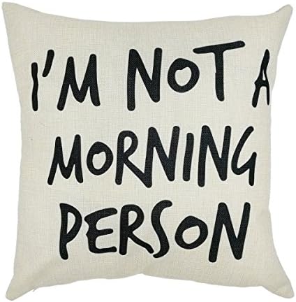 Capas de travesseiros decorativos de arundeal, 18 x 18 polegadas, eu não sou uma pessoa da manhã