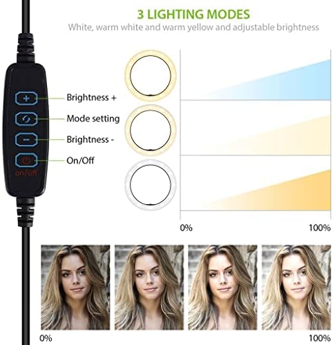 Bright selfie Ring Tri-Color Light Compatível com seu Blu Grand XL 10 polegadas com remoto para