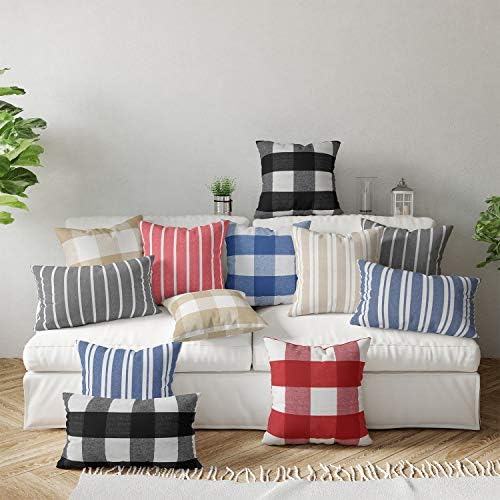 Casas Franca faixas bege arremesso de travesseiro 2pc Conjunto - 18 x 18 polegadas | Farthouse Stripes Accent