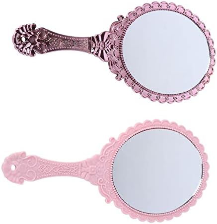 Fomiyes 2pcs espelho de renda portátil espelho de luxo de espelho de luxina de luta de mão pequena