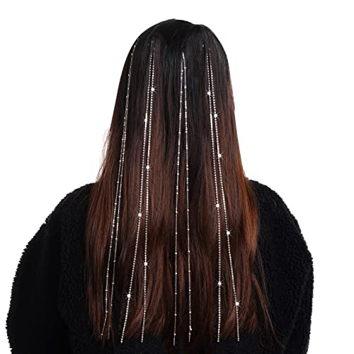 jóias de cabelo Hoyuwak 6pcs para tranças Bling Bling Strass Rhinestone Tassel Chains com clipes