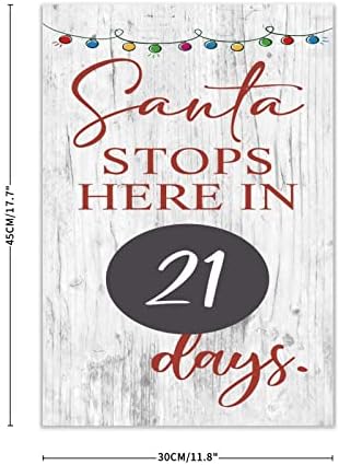 Placa de madeira contagem regressiva de Natal para o Papai Noel aqui Dias até o Chalkboard Countdown prateleira prateleira de natal decoração de decoração de casa sinais para pais de 12x18 polegadas