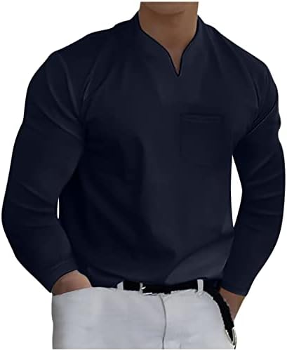 Tops for Men Mangas compridas T-shirt Moda Solid Dress Shirts Sports Sports Casual Blusa do Treinamento de