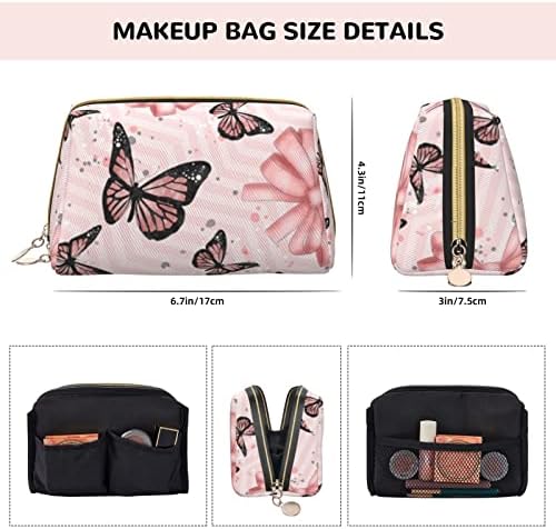AseeLo Butterfly Pink pequeno bolsa cosmética de couro portátil bolsa de maquiagem portátil bolsas cosméticas