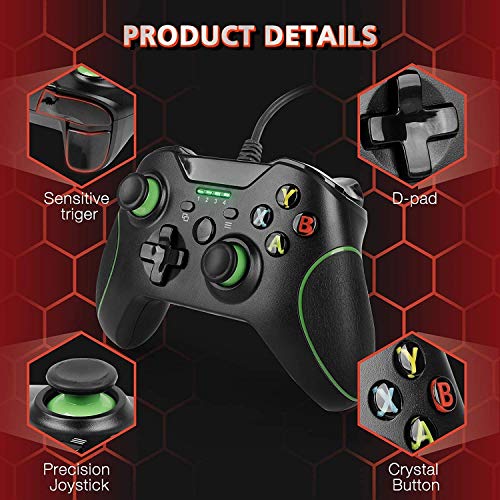 Controlador com fio para Xbox One, controlador USB gamepad com vibração dupla para Xbox One/Xbox One
