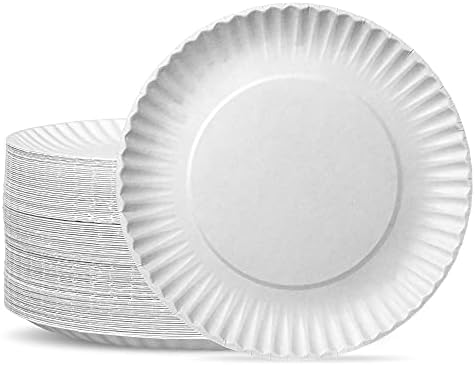 [300 contagem] Placas brancas não revestidas brancas de 6 polegadas, placas decorativas de papel artesanal